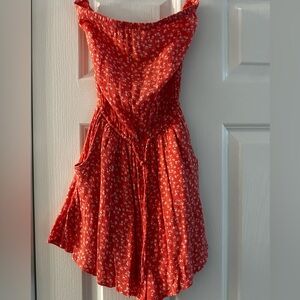 Hollister Coral Strapless Shorts Romper